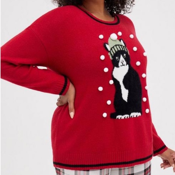 TORRID Snow Kitty Pullover Crew Neck Sweater Size 1x NWT - Picture 3 of 3